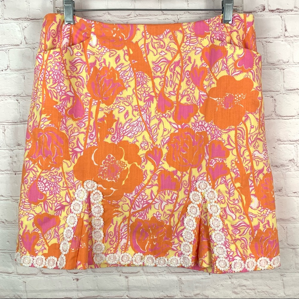 Lilly Pulitzer Starfruit Yellow Hen House Skirt 10-Vintage
